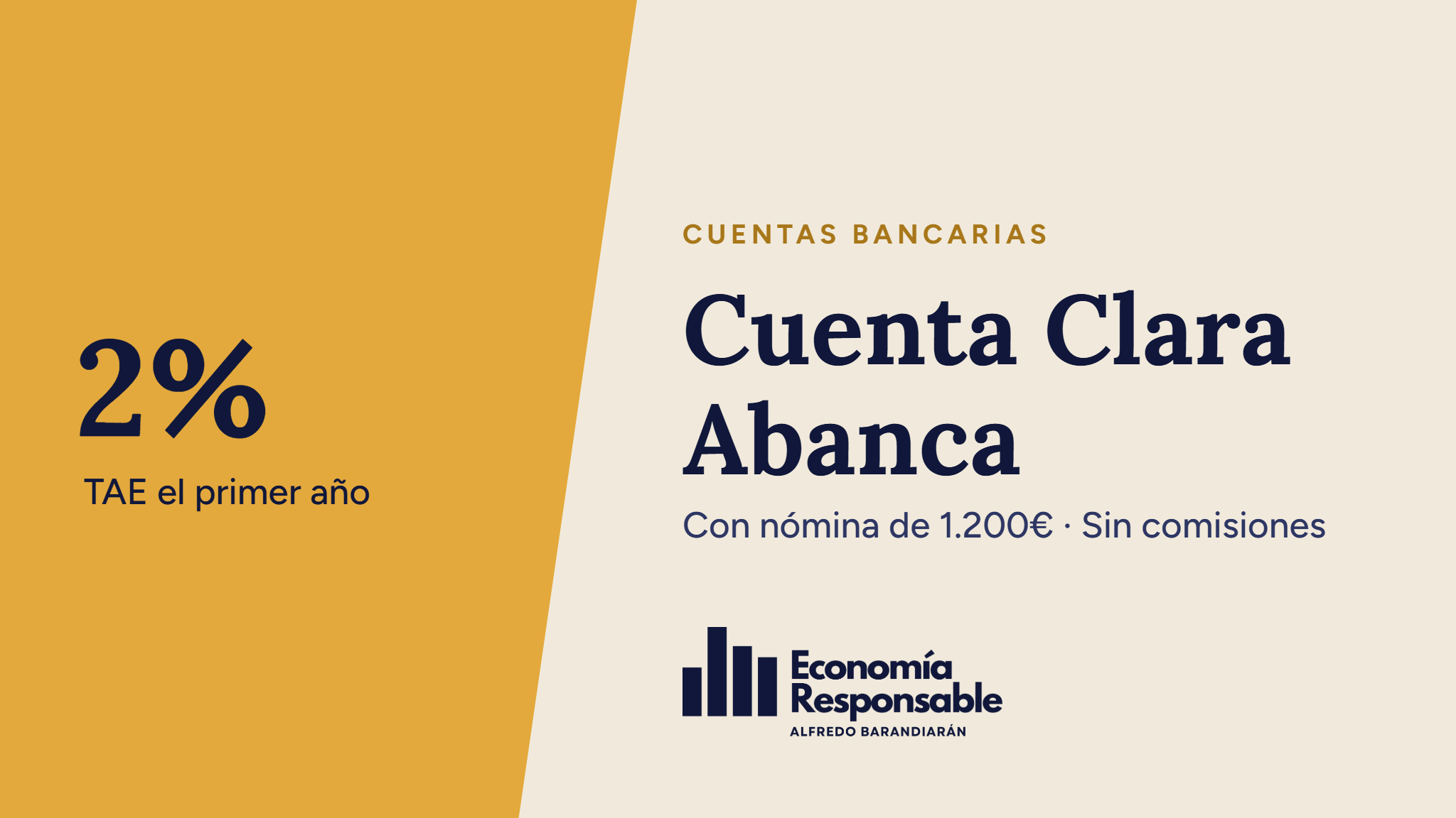 Cuenta Clara Abanca: 2% TAE el primer año. Con nómina de 1.200€ · Sin comisiones