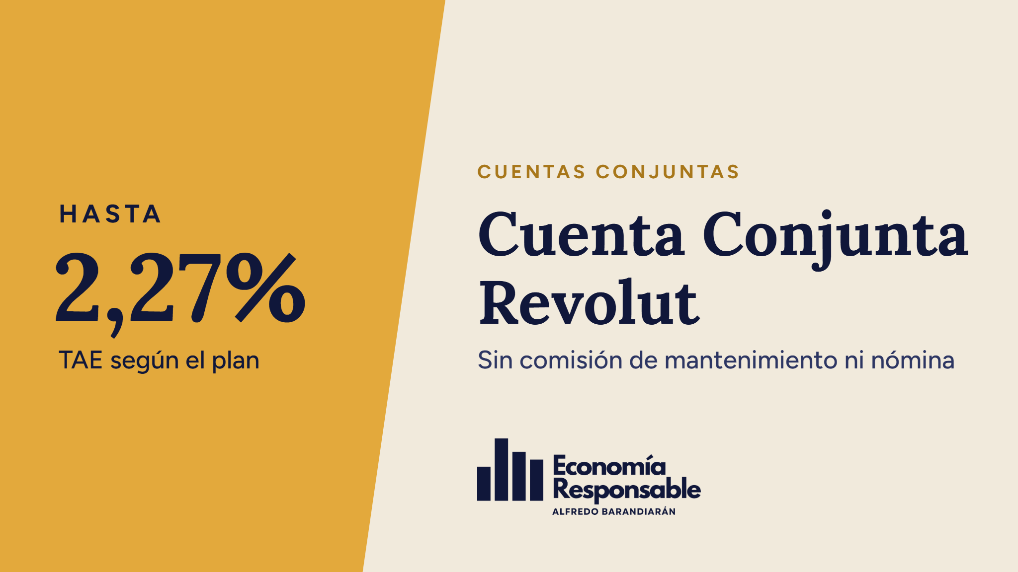 Cuenta Conjunta Revolut: hasta 2,27% TAE según el plan. Sin comisión de mantenimiento ni nómina