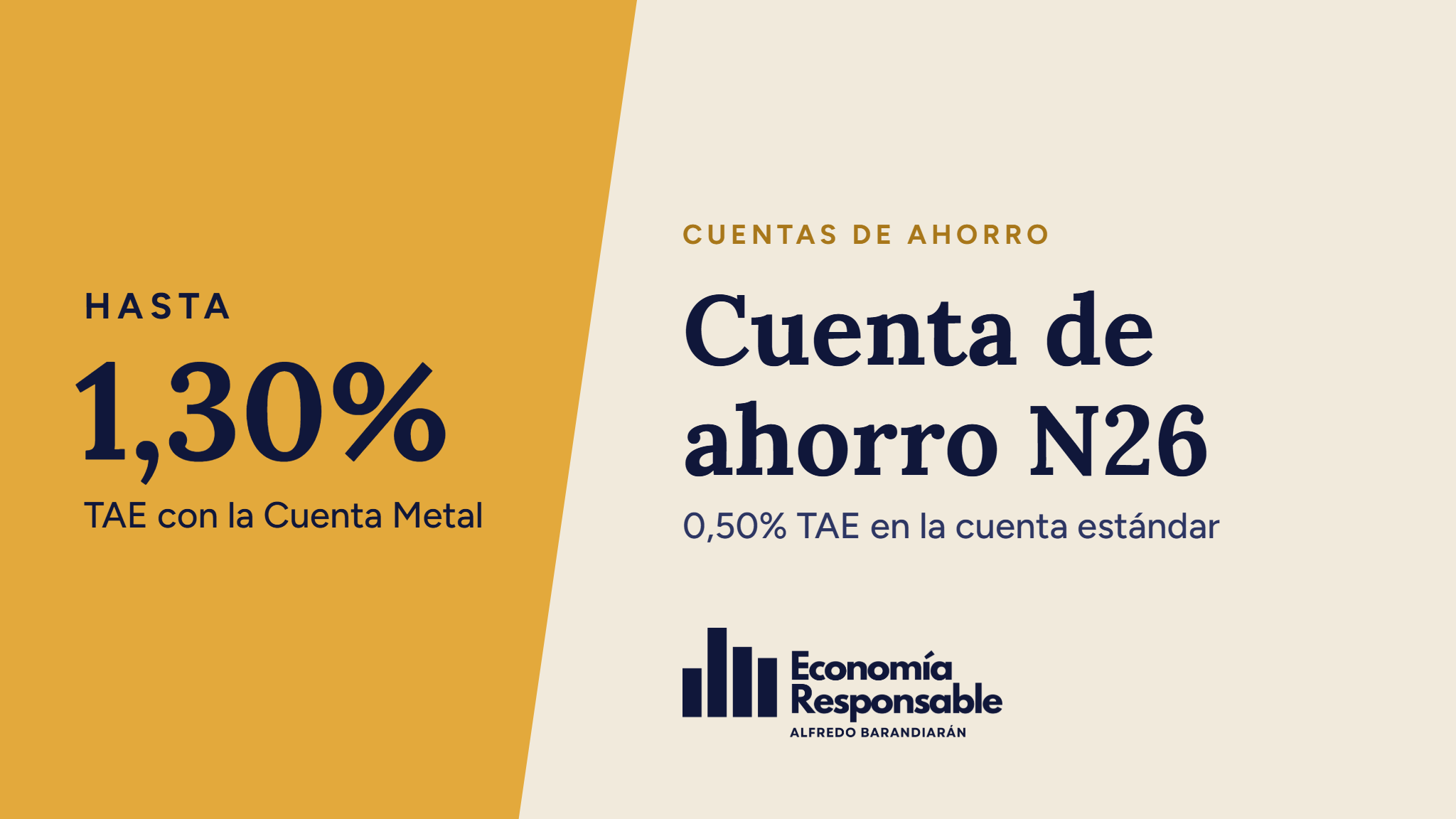 Cuenta de ahorro N26: hasta 1,30% TAE con la Cuenta Metal. 0,50% TAE en la cuenta estándar