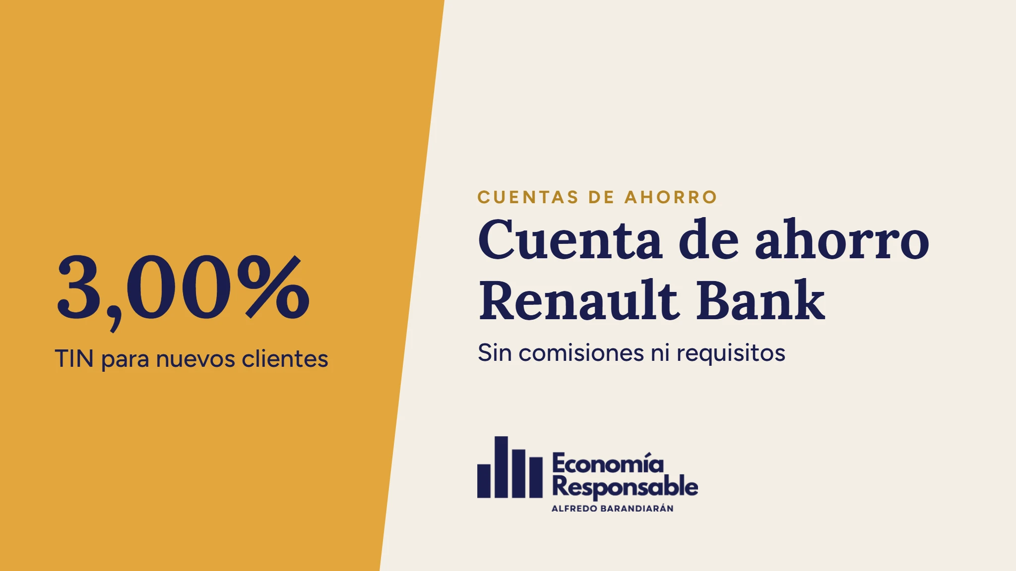 Cuenta de ahorro Renault Bank: 3,00% TIN para nuevos clientes, sin comisiones ni requisitos