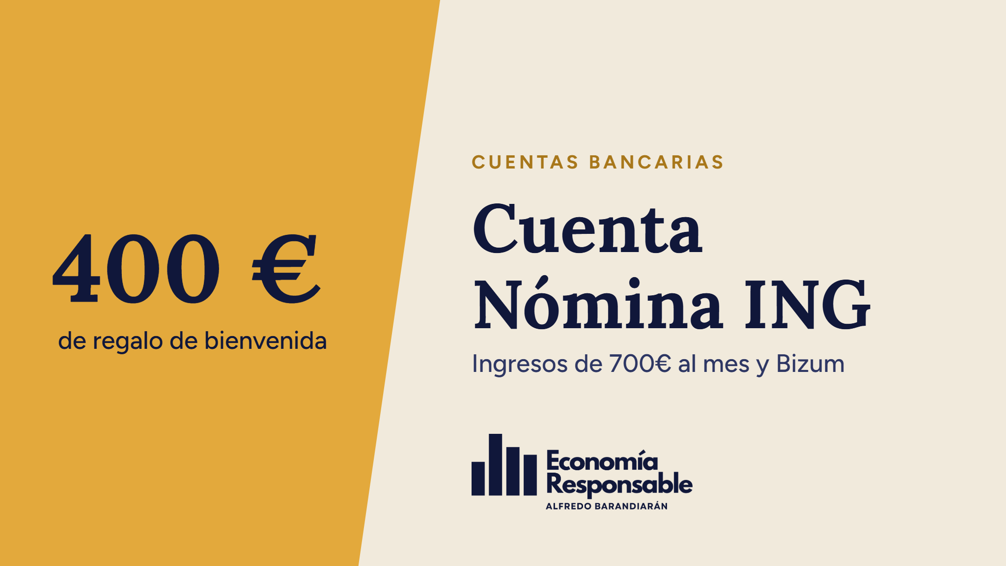 Cuenta Nómina ING: 400 € de regalo de bienvenida. Ingresos de 700€ al mes y Bizum