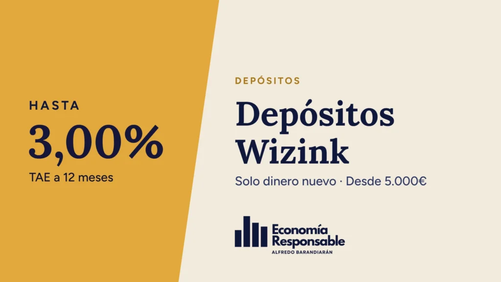 Depósitos Wizink: hasta 3,00% TAE a 12 meses. Solo dinero nuevo · Desde 5.000€