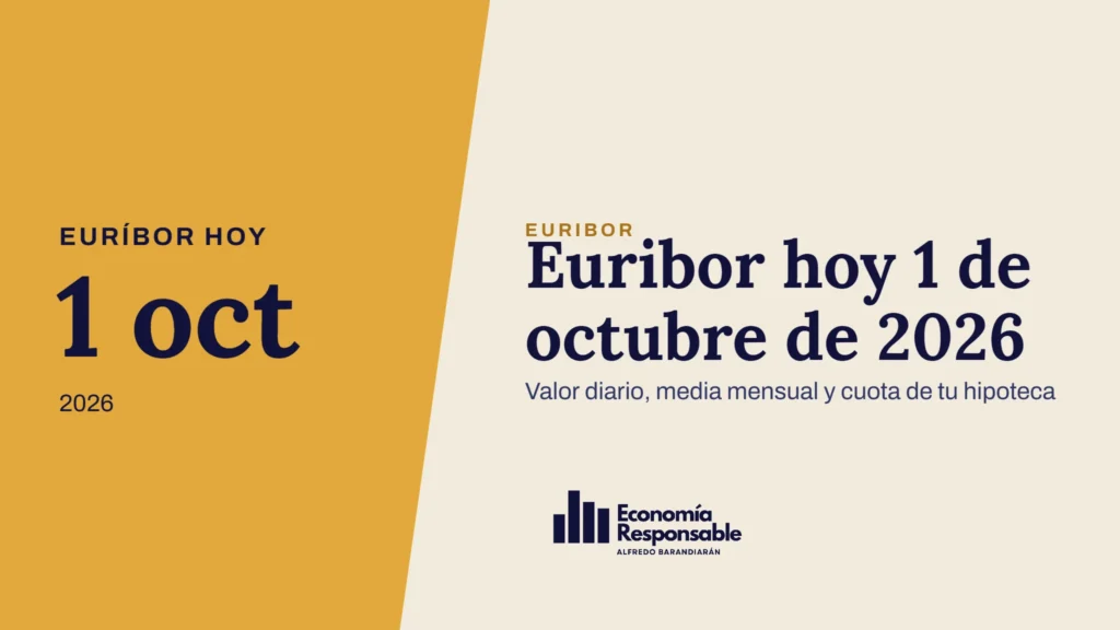 Euribor hoy 1 de octubre de 2026 · Euríbor hoy 1 oct 2026 · Valor diario, media mensual y cuota de tu hipoteca