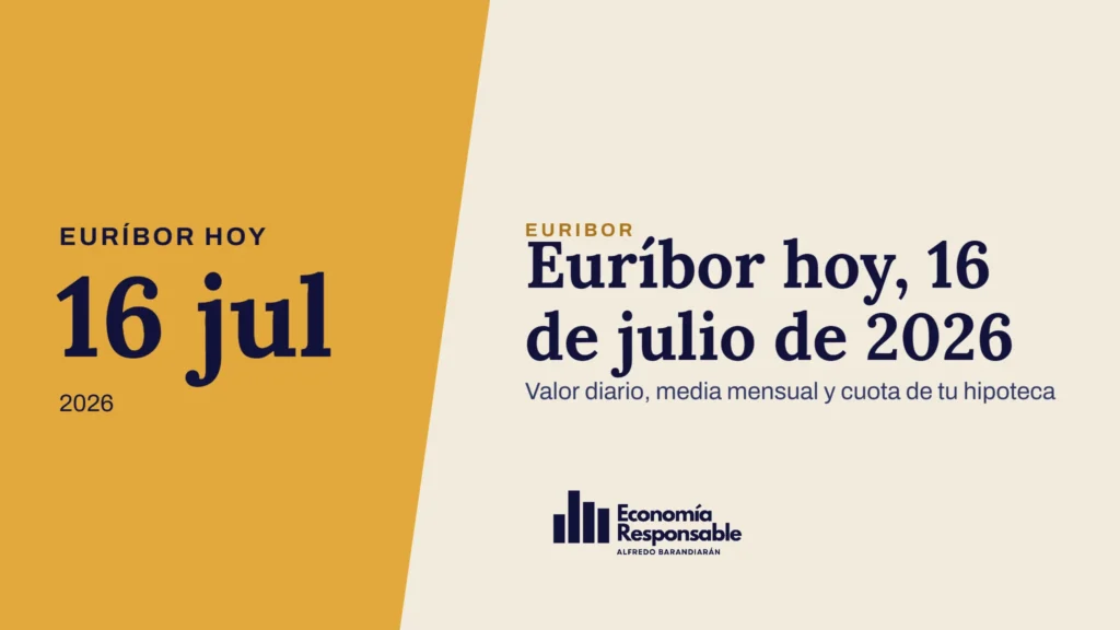 Euríbor hoy, 16 de julio de 2026 · Euríbor hoy 16 jul 2026 · Valor diario, media mensual y cuota de tu hipoteca