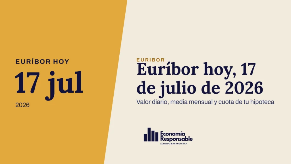 Euríbor hoy, 17 de julio de 2026 · Euríbor hoy 17 jul 2026 · Valor diario, media mensual y cuota de tu hipoteca