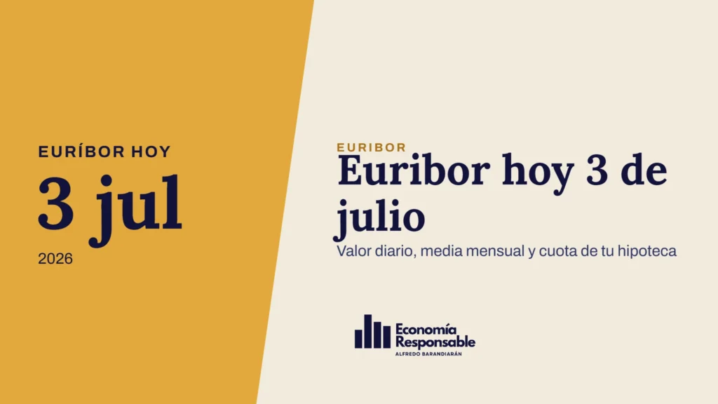 Euribor hoy 3 de julio · Euríbor hoy 3 jul 2026 · Valor diario, media mensual y cuota de tu hipoteca