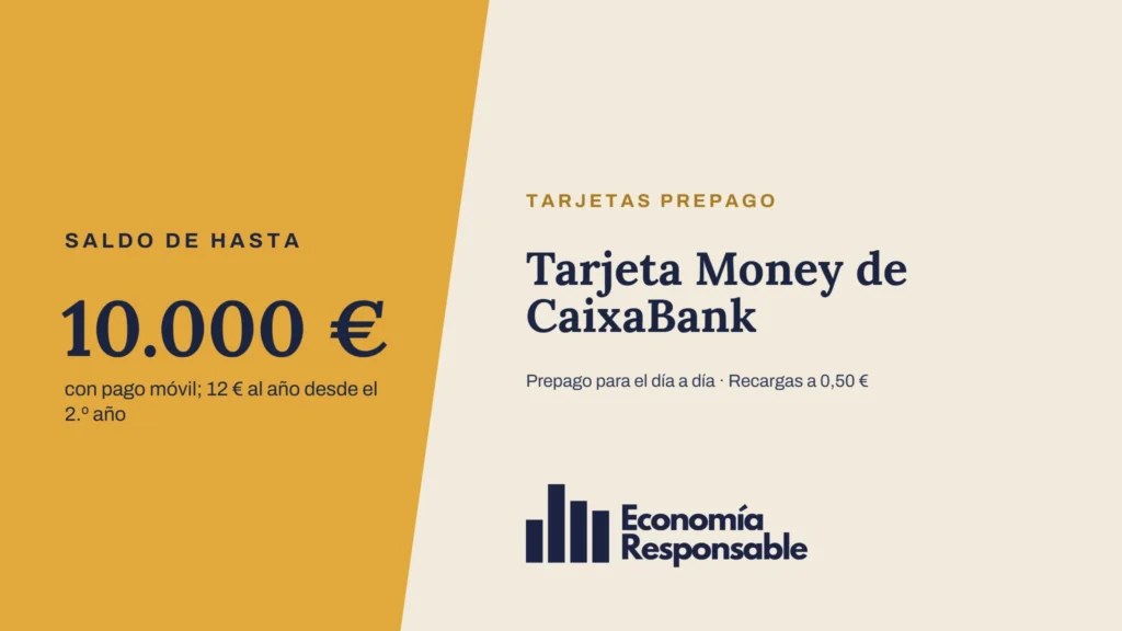 Tarjeta Money de CaixaBank: 10.000 € con pago móvil; 12 € al año desde el 2.º año