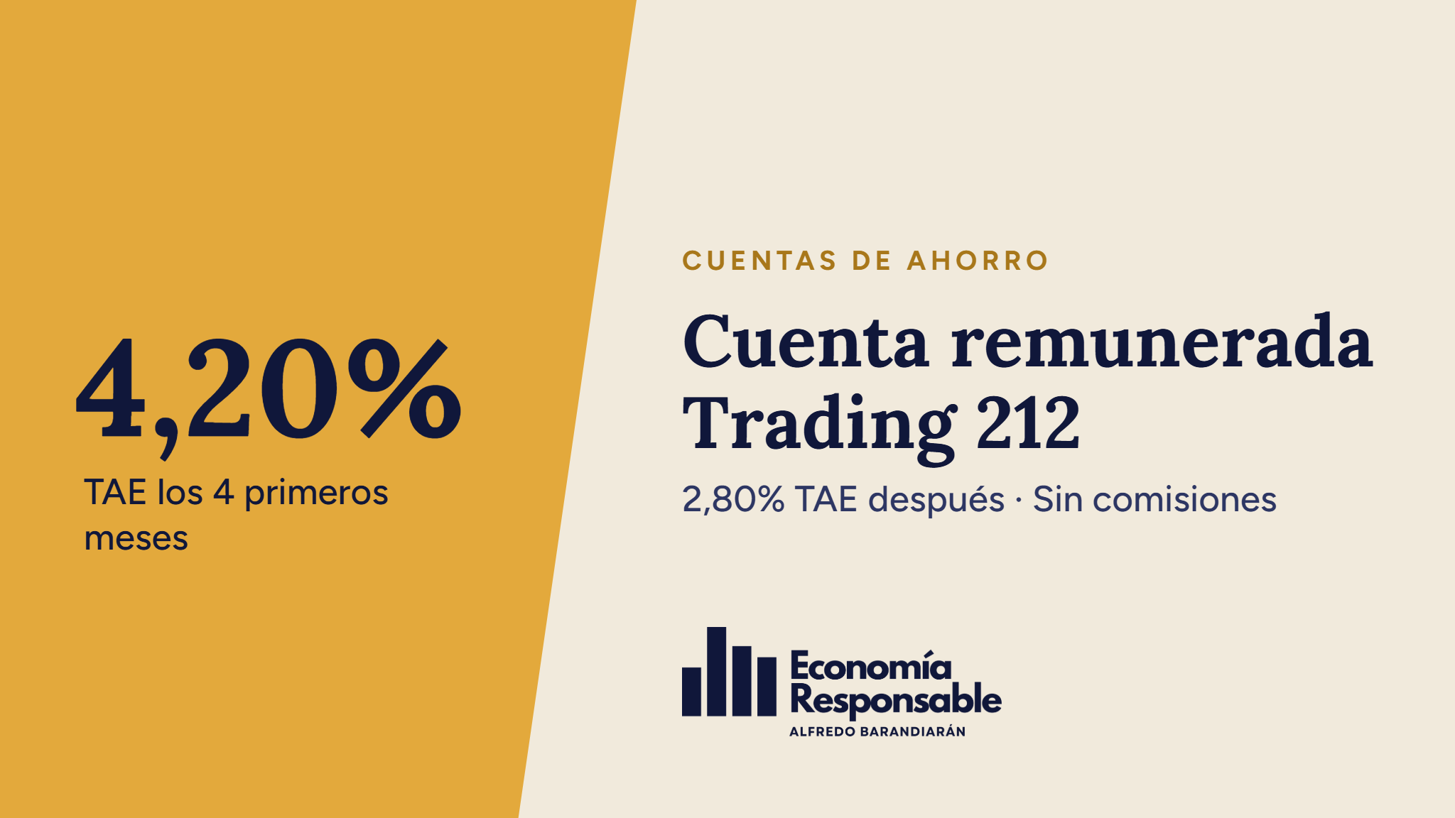Cuenta remunerada Trading 212: 4,20% TAE los 4 primeros meses. 2,30% TAE después · Sin comisiones